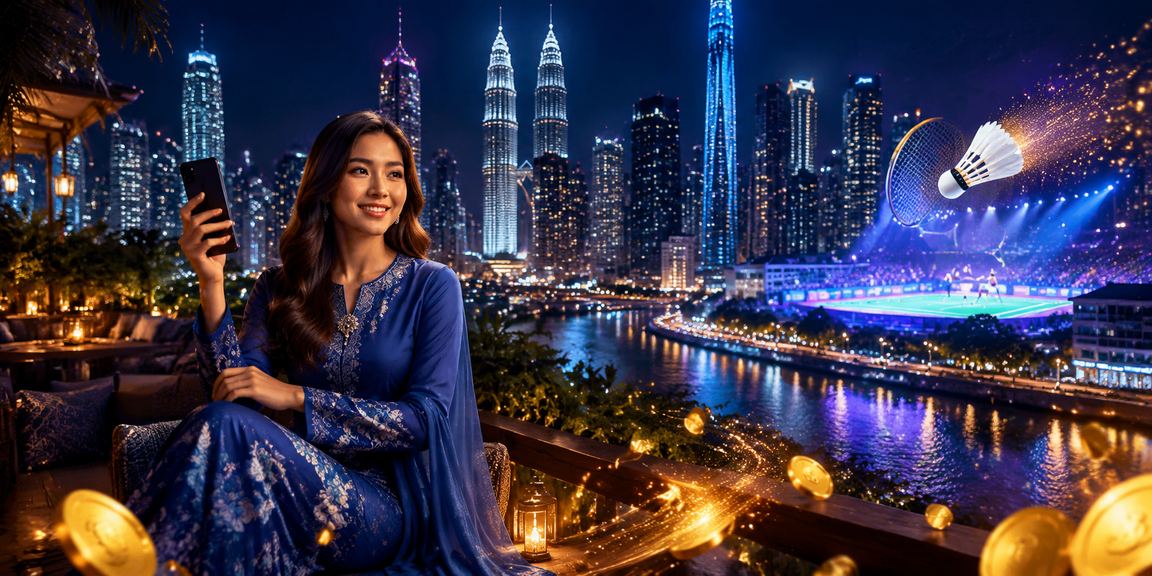 Wanita berbaju kurung memainkan kasino mudah alih ff15 di Kuala Lumpur